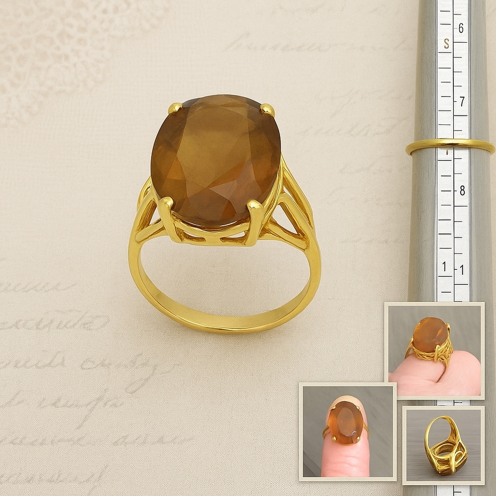 Sarah Coventry 1967 “Golden Amber” Cocktail Ring – Signed Vintage Collectible - Picture 8 of 16